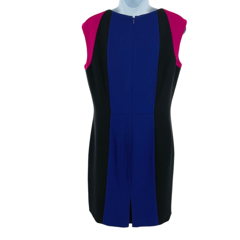 Tahari ASL Black Purple Pink 90s Colorblock Career Classic Sheath Dress 8 - Picture 3 of 11